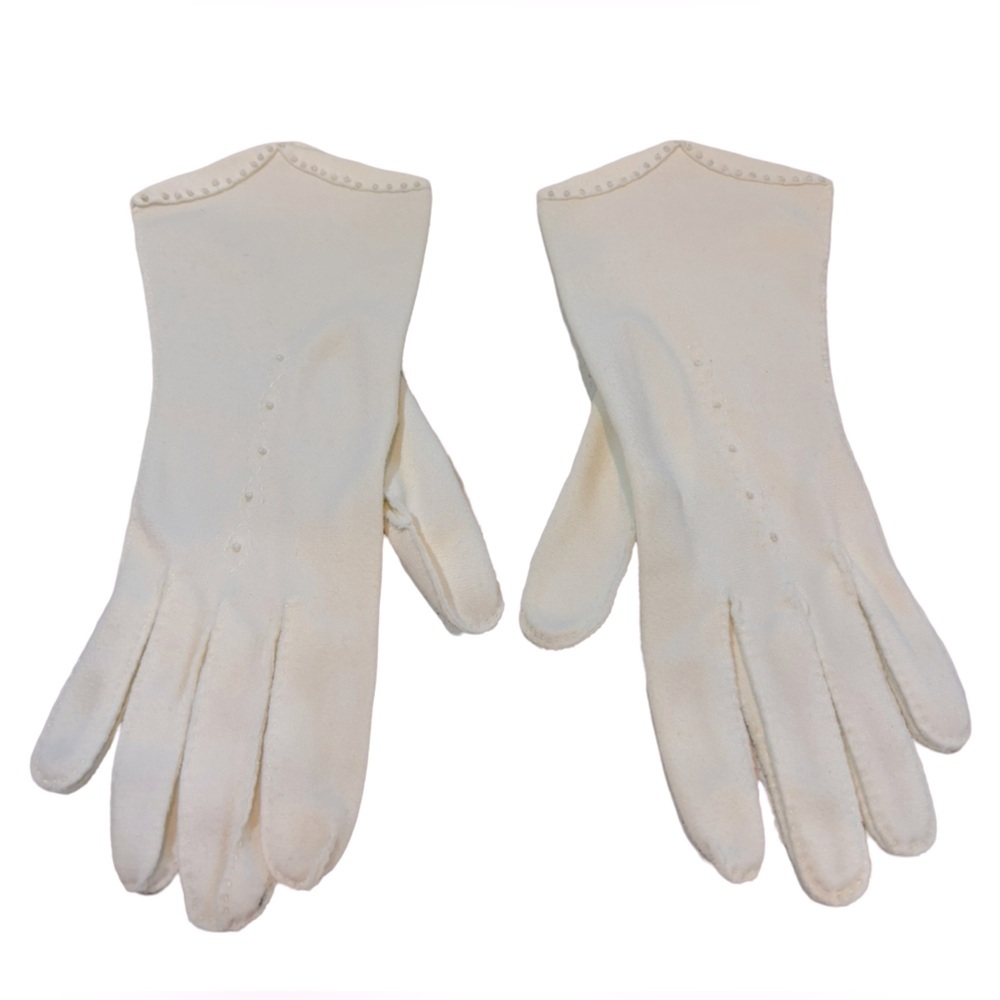 Vintage Ladies Gloves White Cotton M